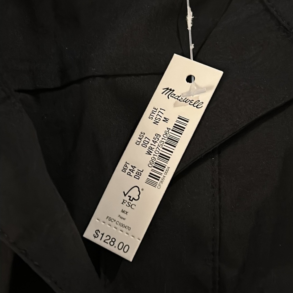 NWT Madewell Belted Mini Shirtdress in Black size medium - Picture 9 of 15